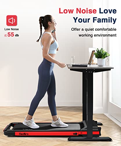 REDLIRO Under Desk Treadmill, 2 in 1 Motorized Portable Foldable Treadmill Compact Fold Up Walking Pad, Sturdy Folding Treadmill for Small Space with Remote Control, LED Display for Home & Office Use