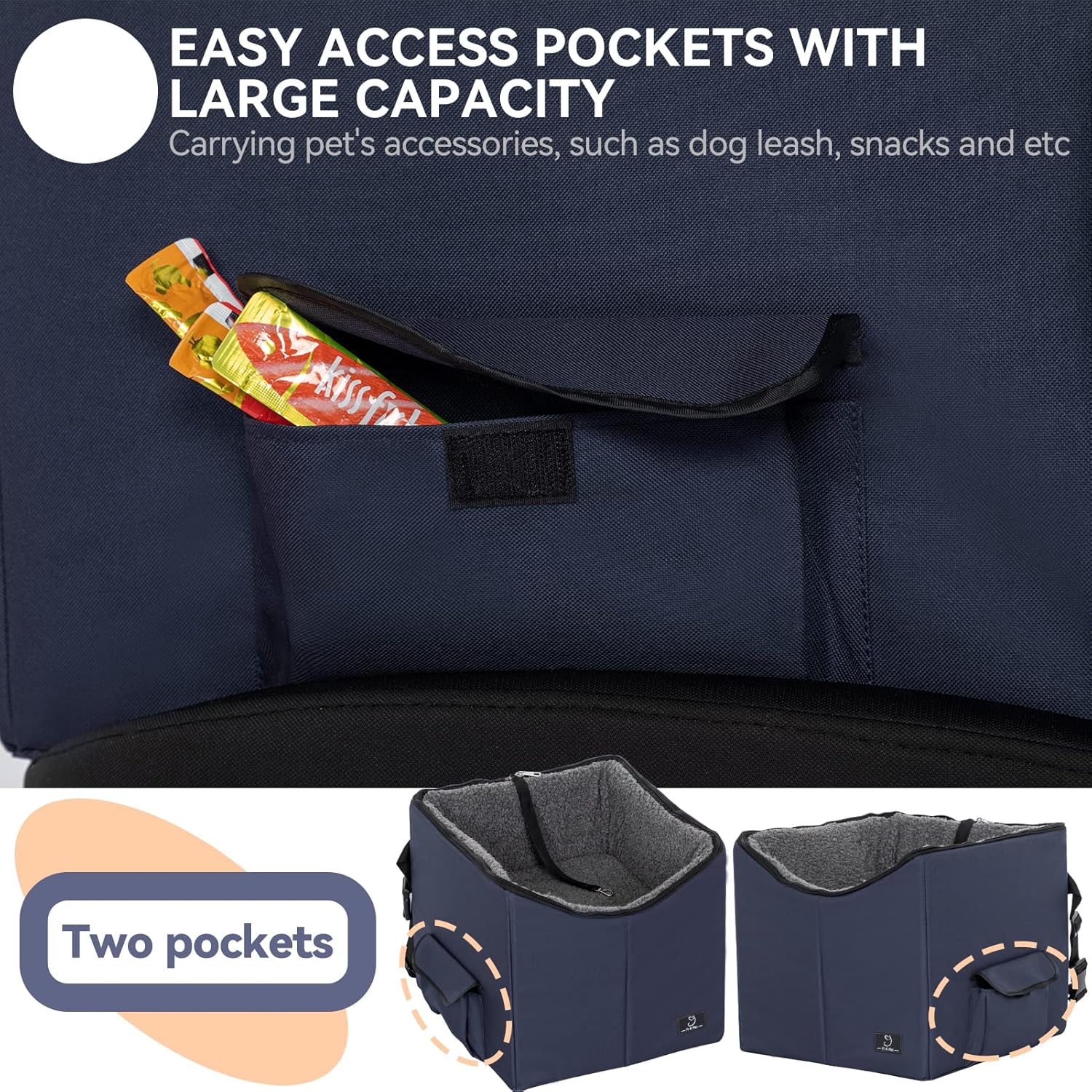 A4Pet Lookout Dog Car Seat, Folding Breathable Dog Booster Car Seat, Soft Pet Bed at Home for Small Dogs Cats or Other Small Pet, for Travel, with Carry Bag