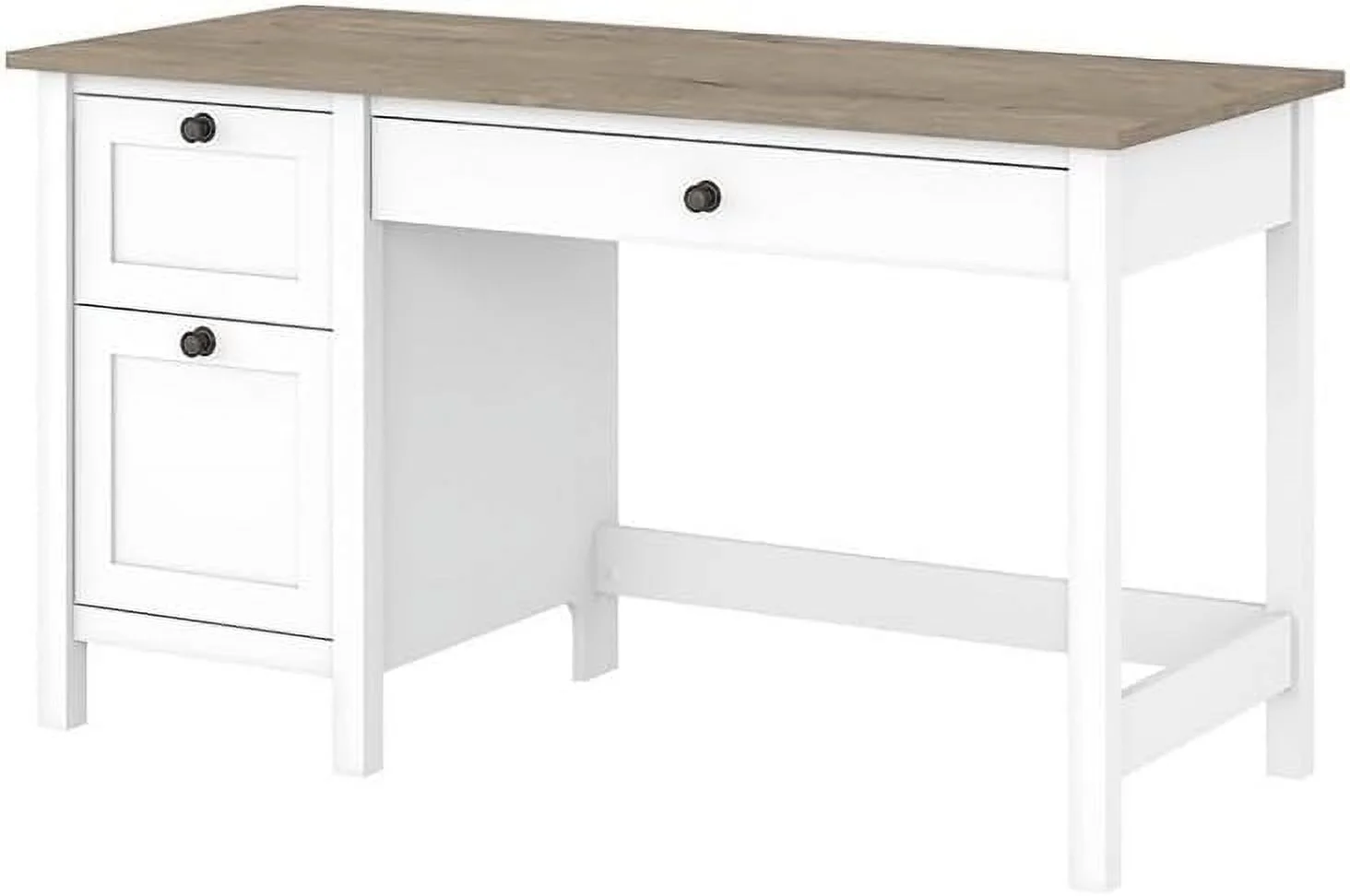 Farmhouse Engineered Wood Computer Desk With Drawers In White