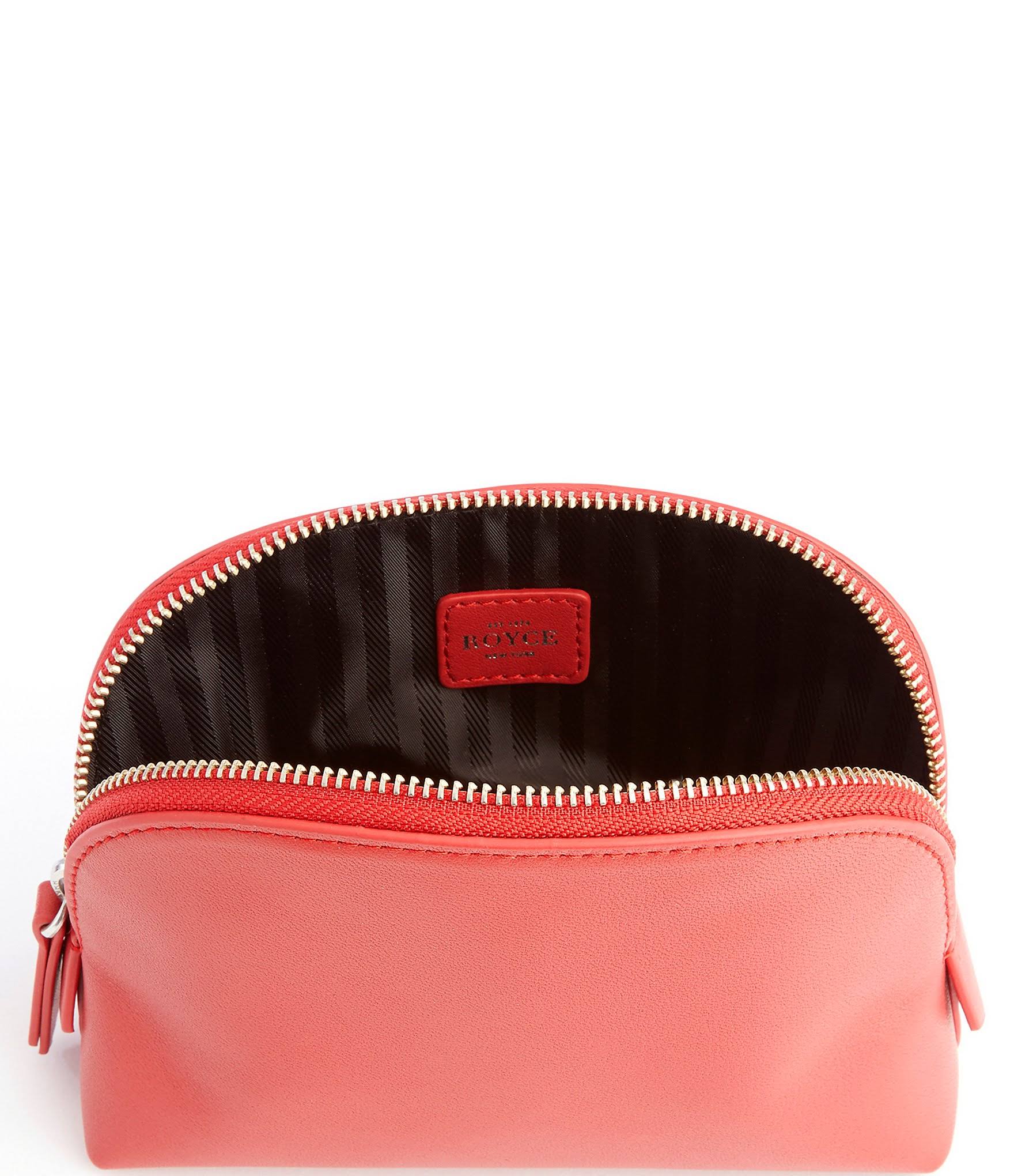 Royce New York Compact Leather Cosmetic Bag - Light Blue