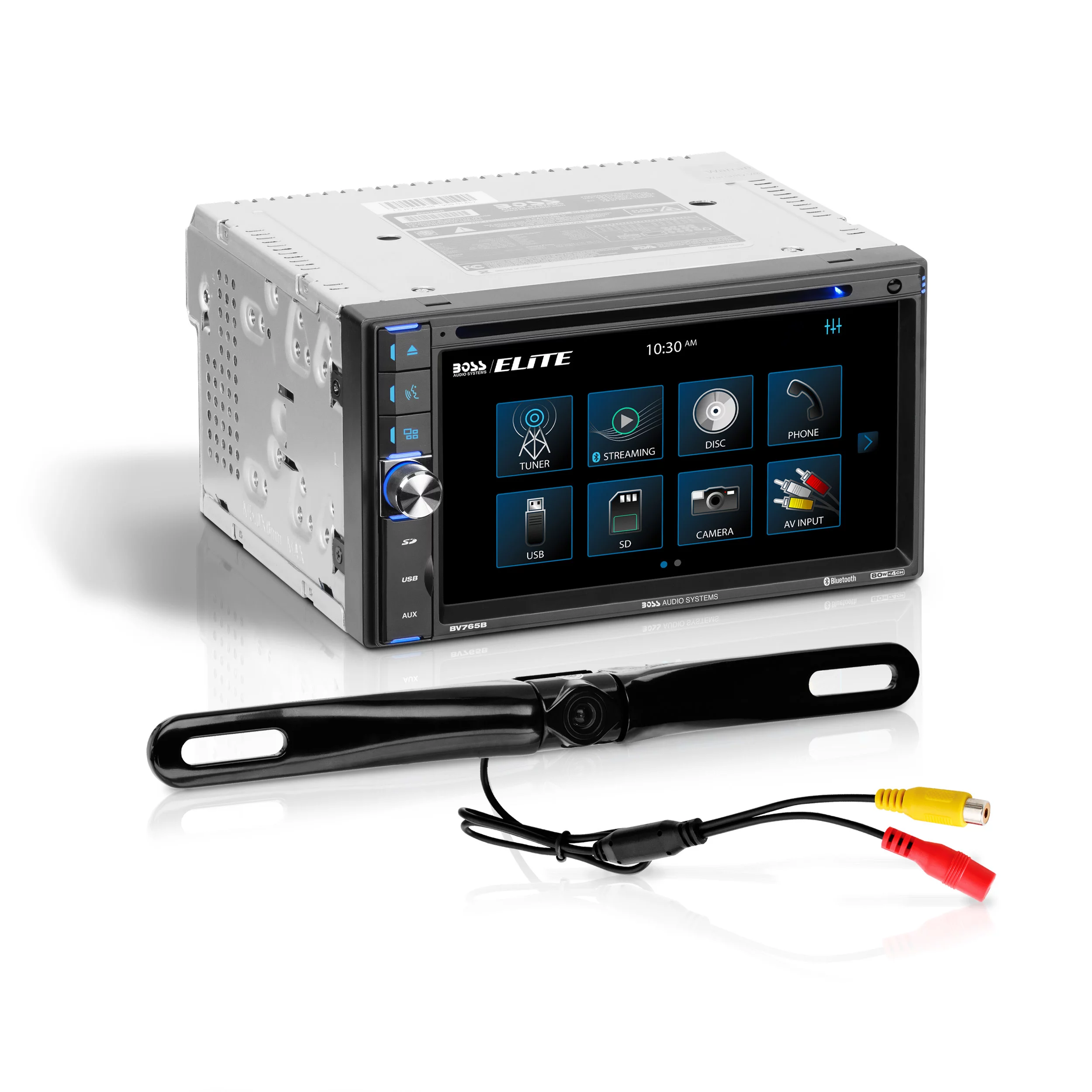 Restored Premium BOSS Audio Systems Elite BV765BLC Car Audio Stereo System 6.5 Inch Double Din, Touchscreen, Bluetooth Audio Calling Head Unit, Radio Receiver, CD Player, Backup Camera, USB (Refurbished)