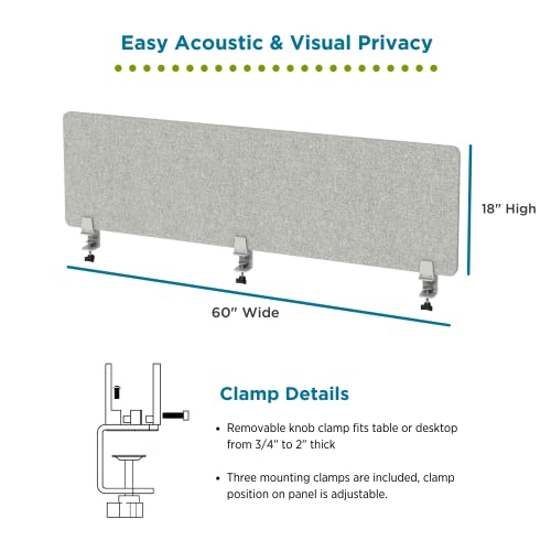 VaRoom - Desk Divider; Sound Proof Dividers - Privacy Shields for Student Desks and Desk Privacy Panels. Cubicle Wall, Desk Divider for Students and Office Divider (Light Grey, 48" W x 18”H)