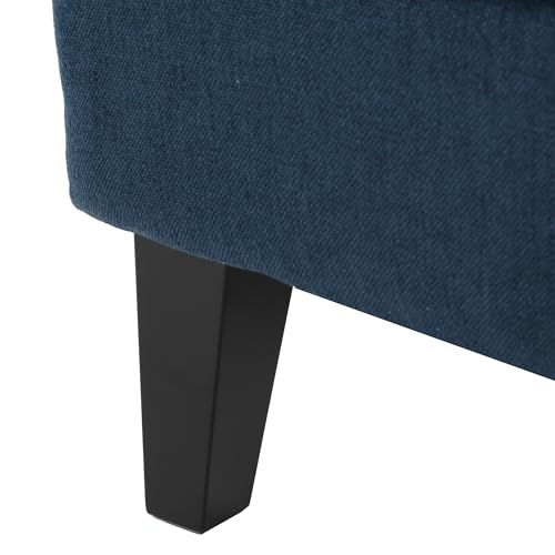 Merax High Back Accent Chair Living Room Quentin Sofa Armchair with Wood Legs, Navy Blue