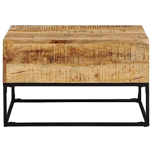 Coffee Table 26.8"x26.8"x16.1" Rough Mango Wood,Rustic Mango Wood Coffee Table with Iron Legs for Living Room Decor Accent Coffee Tables for Home & Kitchen