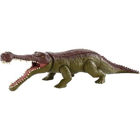 Mattel Jurassic World Massive Biters Larger-Sized Dinosaur Action Figure, Sarcosuchus - Megean
