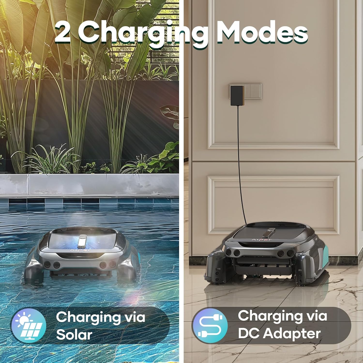 AIPER Surfer S1 Solar Powered Robotic Pool Skimmer with APP Support, 12 Hour Battery Life, Pilot H2 Handheld Pool Vacuum, Cordless Pool Cleaner for Sand, Leaf, Corners, Stairs, Two Cleaning Mode
