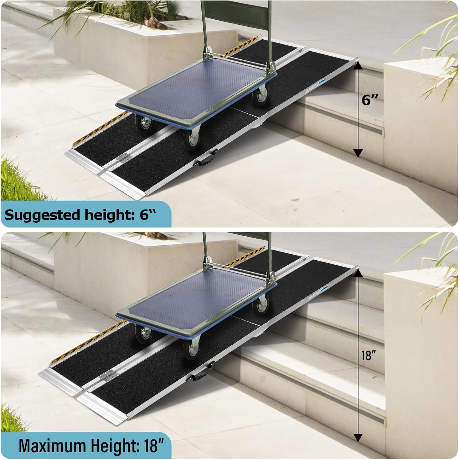 Portable Wheelchair Ramp 6FT, Non-Slip Aluminum Folding Handicap Ramp, Door Threshold Wheelchair Ramps for Home, Wheel Chair Ramp for Home Steps, Scooter Ramp for Car, Doorways, Curbs, Stairs