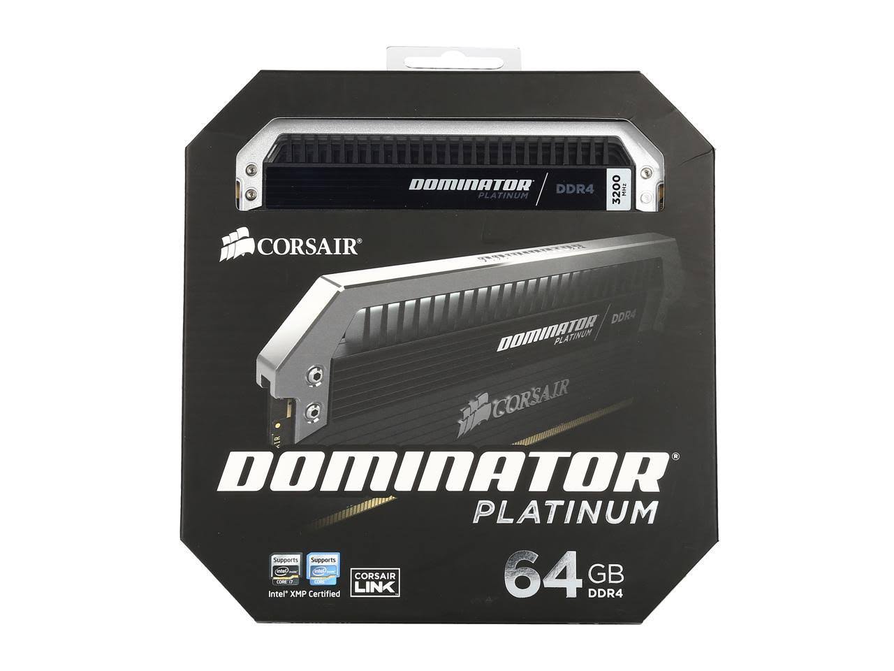 Corsair Dominator Platinum Series 64GB (4 x 16GB) DDR4 DRAM 3200MHz C16 Memory Kit