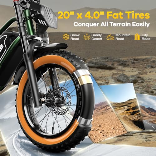 Electric Bike for Adults, 2000W/3000W Peak Single/Double Motor with 48V/52V 25AH/30AH Battery, 20"x4.0" Fat Tires 35MPH/37MPH Ebike, Dual Hydraulic Disc Brake Full Suspension Electric Bicycle