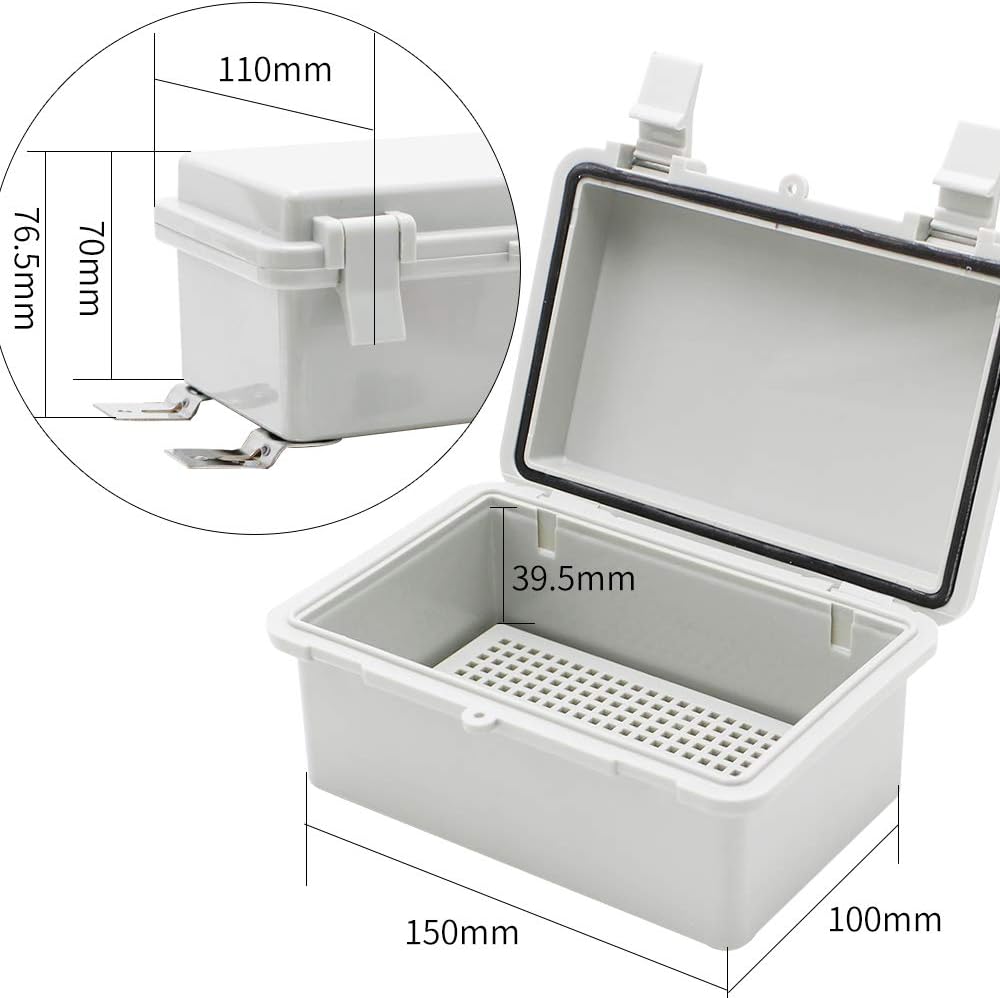 MAKERELE Outdoor Electrical Box Weatherproof Includes Internal Mounting Panel 15.711.86.7 (400300170mm) Large Project Box for Electronics Hinged Cover Plastic Clip with 2 NPT 3/4” Glands