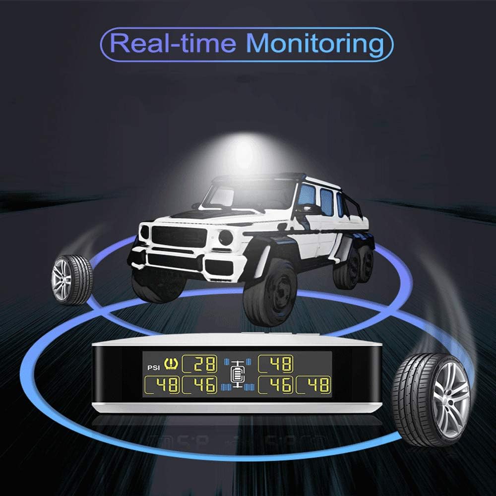 INFITARY RV TPMS Tire Pressure Monitoring System Truck Trailer Real Time Monitor Tire Pressure Temperature Air Leakage Battery Auto Alarm 6 Anti-Theft External Cap Sensor for 4-6 Tires' Car Pickup Tow