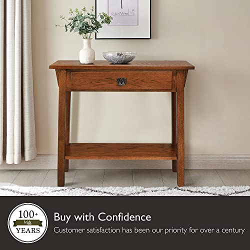 Leick Home 8233 Mission Console Table for Entryway, Wood Sofa Table, Made with Solid Wood, for Living Room, Hallway, Office, Bedroom, Medium Oak Finish