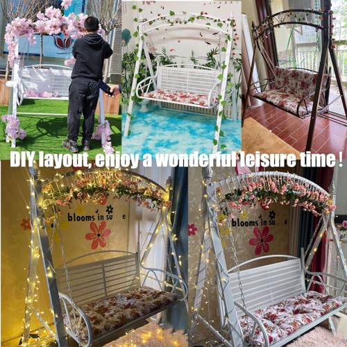 Black,PARTSUN Upgraded Metal Patio Porch Swing with A-Frame Stand Heavy Duty Metal Hanging Porch Swing Chair Patio Hanging Bench Swing with Adjustable Chains for Garden, Balcony, Living Room