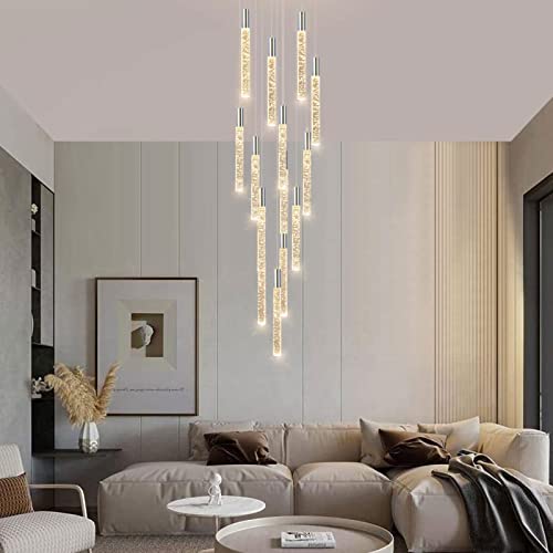32-Lights Large Chandeliers for Entryway Modern Crystal High Ceiling Pendant Lights for Living Room Foyer Chandelier Gold Lighting Fixture with Remote Dimmable Light