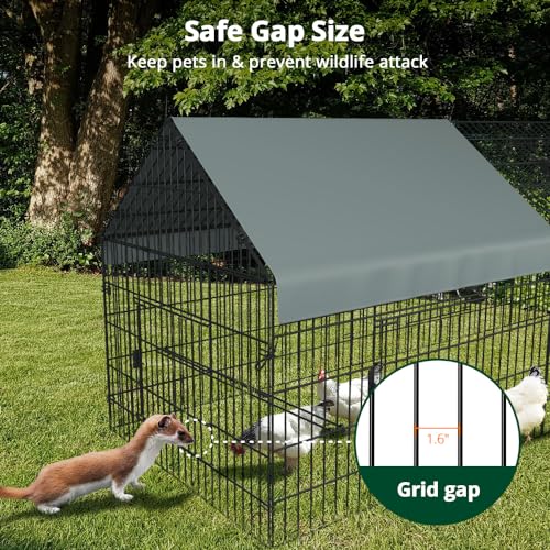 PawGiant Chicken Coop Chicken Run Pen for Yard with Cover 130"×40"×40" Outdoor Metal Portable Chicken Tractor Cage Enclosure Crate Outside for Small Animals Duck Rabbit Hen