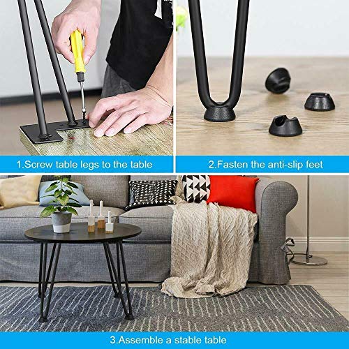 10Inch Hairpin Legs, Heavy Duty Hairpin, Metal Table Legs Home DIY Furniture Black 2-Rod Mid-Century Modern Style Legs