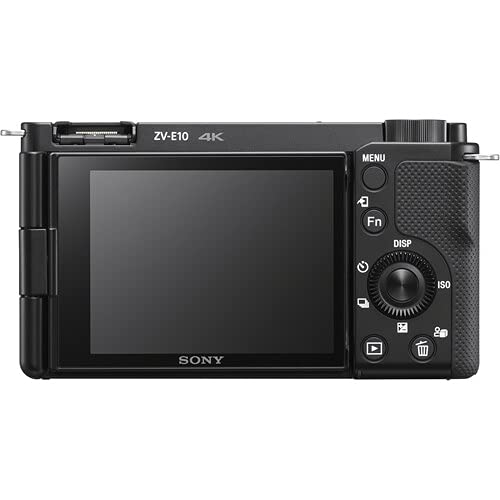 Sony ZV-E10 Mirrorless Camera (Body Only, Black) + 64GB Memory Card + Bag + Card Reader + HDMI Cable + Flex Tripod + Hand Strap + Memory Wallet + Cleaning Kit