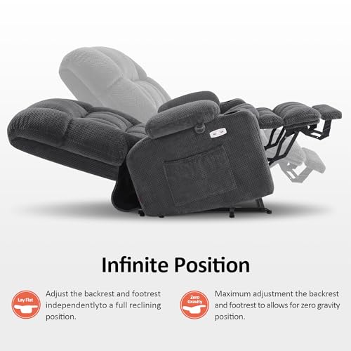MCombo Dual Motor Power Lift Recliner Chair with Massage and Heat for Elderly People, Infinite Position, USB Ports, Cup Holders, Fabric 7890 (Medium-Regular, Burgundy)