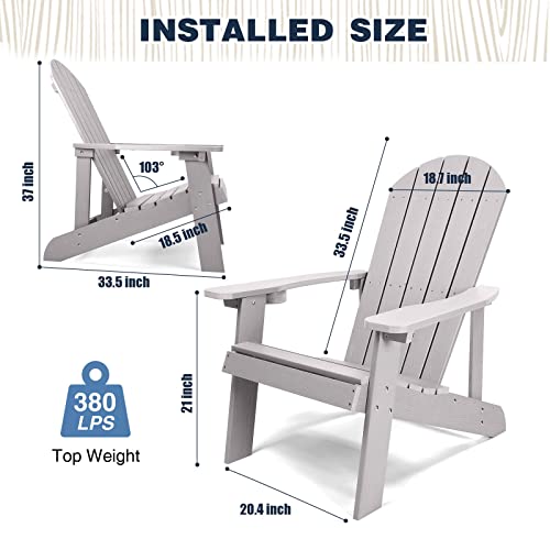 Adirondack Chair, All Weather Resistant Plastic Chairs with Cup Holder, 5 Easy Steps to Install, Outdoor Chairs for Patio, Garden, Backyard Deck, Lawn, Fire Pit - Teak