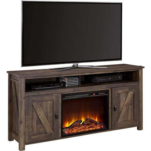 Ameriwood Home Farmington Electric Fireplace Console 50", Black Oak TV Stand