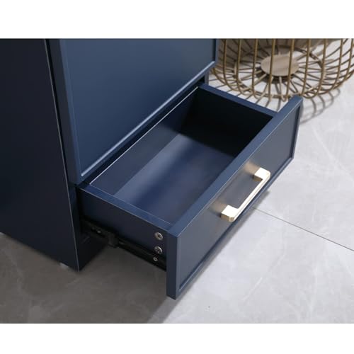18 Inch Bathroom Vanity with Sink Set, Small Bathroom Vanity with Undermount Vessel Sink Combo, Blue Bath Rv Cabinet, 1 Door 1 Drawer Vanities with Golden Handles