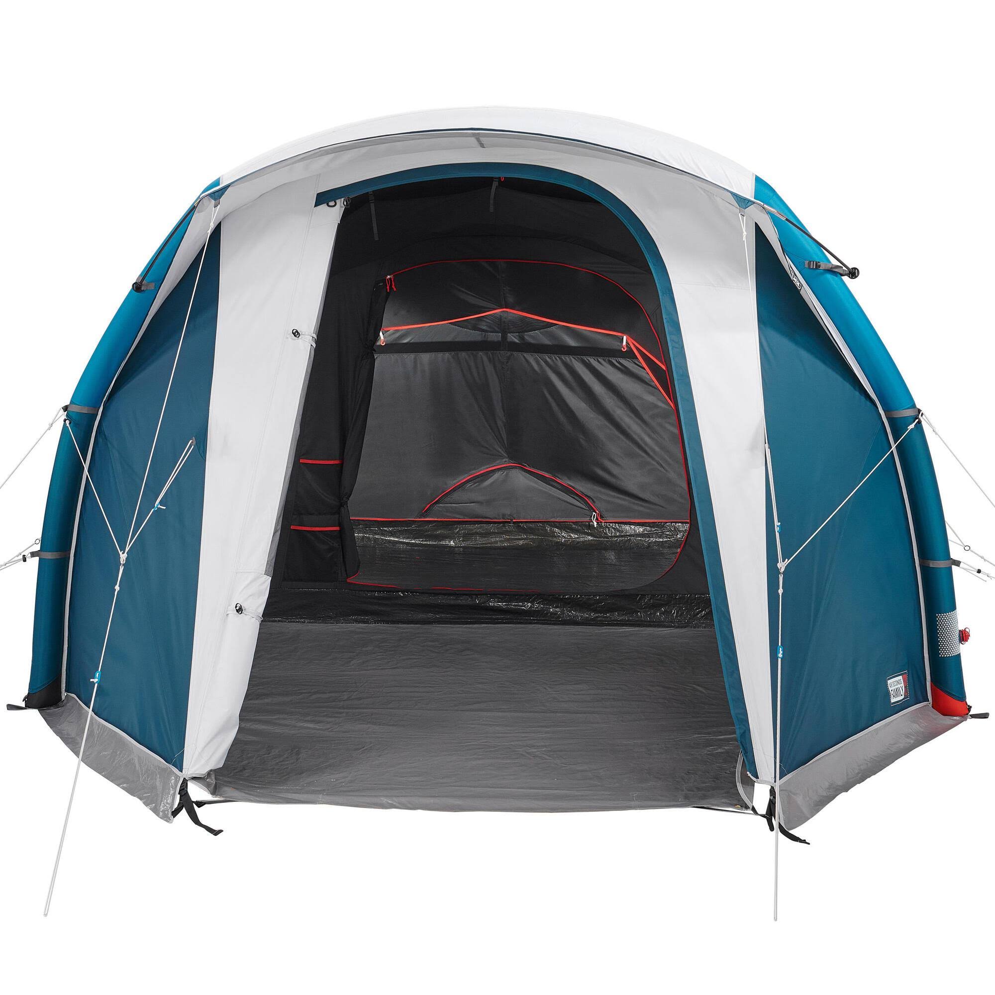 Quechua Camping Tent Air Seconds 4.1 Fresh u0026 Black Inflatable | 4 Persons 1 Bedroom in Storm Gray, Size All Other States