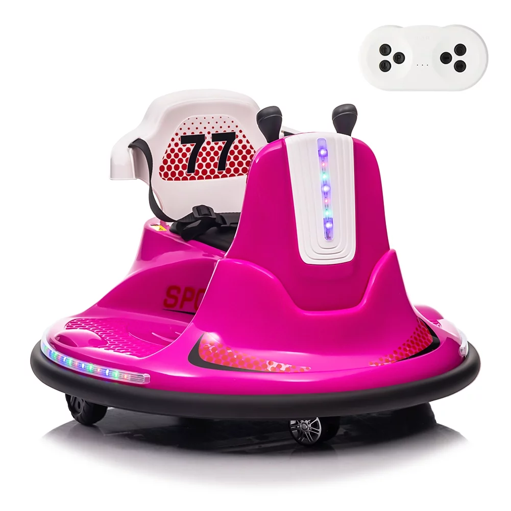 Shininglove Electric Ride on Bumper Car for Toddlers 3-8 Years Old, 6V Kids Ride on Toy Car with Remote Control, Safety Belt, Music, Flashing Lights, 360° Spin