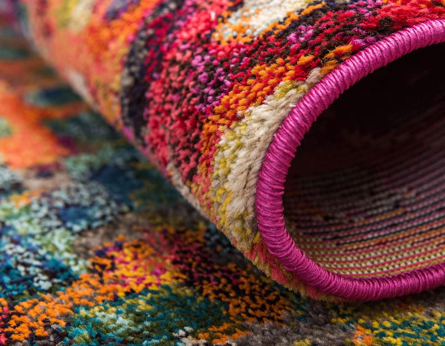 Unique Loom Jardin Collection Colorful, Vibrant, Abstract, Modern Area Rug, 8 x 10 ft, Multi/Blue