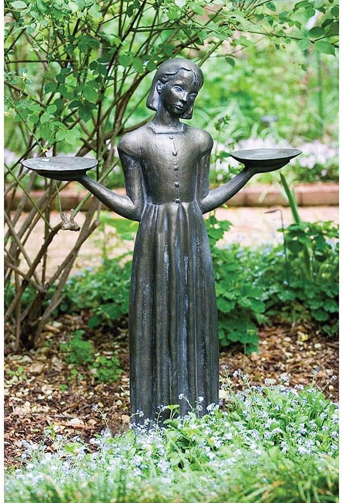 Bird Girl Garden Statue - Outdoor Art Yard Decor, Child Sculpture Lawn Ornaments - 24"H, No Pedestal