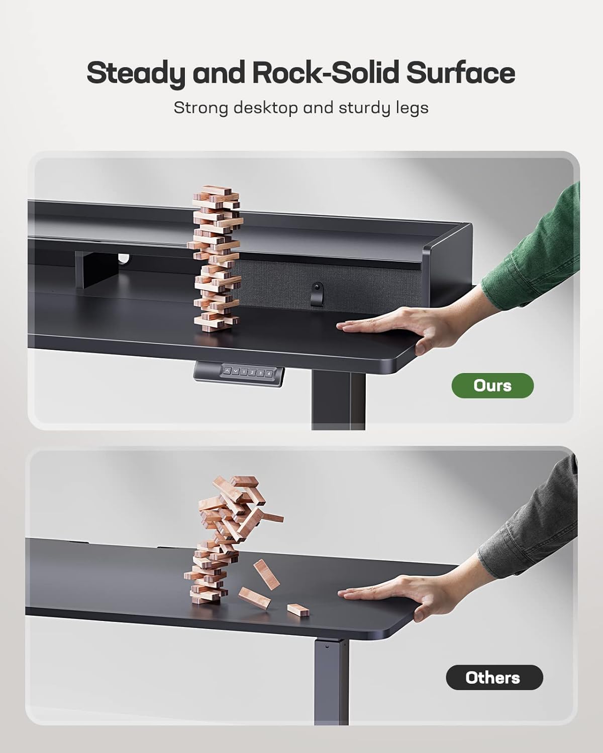 Electric Standing Desk with Dual Drawers, 55 x 24 Inches Height Adjustable Desk with Storage Shelf, Sit Stand Desk with 4 Memory Preset, 2 Storage Hooks, Ideal for Home Office, Black