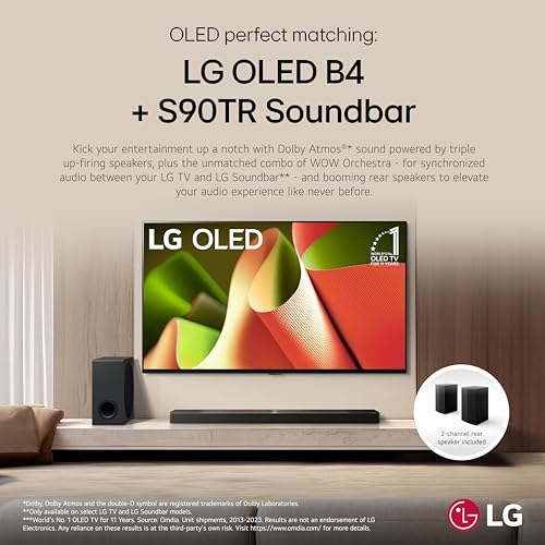 LG 55-Inch Class OLED B4 Series Smart TV 4K Processor Flat Screen with Magic Remote AI-Powered with Alexa Built-in (OLED55B4PUA, 2024)