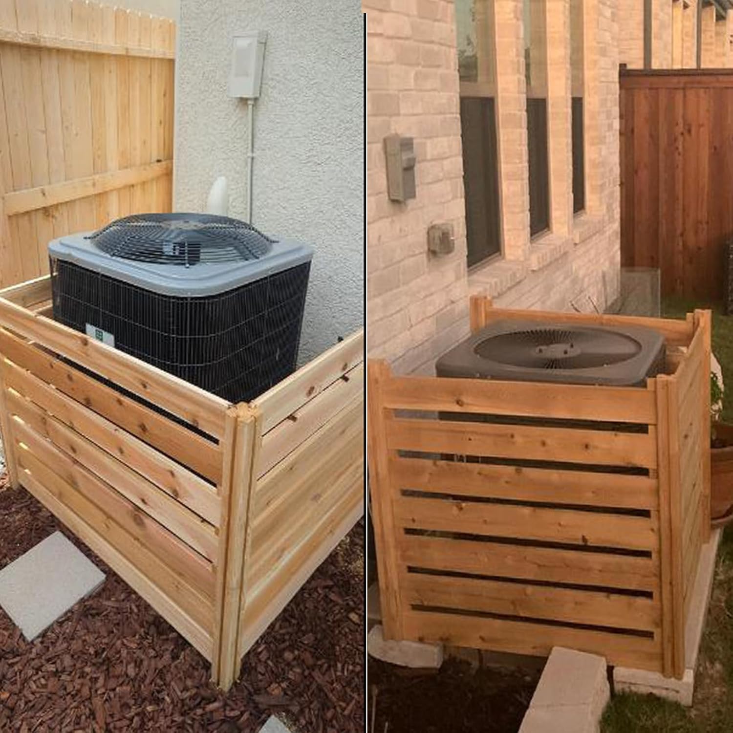 Air Conditioner Fence Privacy Screen, Cedar Wood Outdoor Air Conditioning Cover Privacy Fence Screen Pool Equipment Trash Enclosure Can Enclosure Bins and A/C Units (36" W x 36" L,3 Panels)