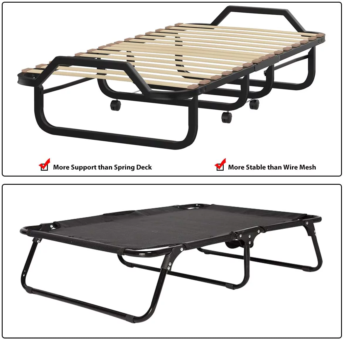 Rollaway Folding Bed with 4 Inch Mattress for Adults  Foldable Portable Guest Bed with Memory Foam Mattress &amp; Sturdy Metal Frame  Cot Size Fold up Bed on Wheels  Easy to Store  Made i - Curated Treasures Market