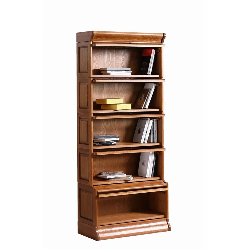 Crafters and Weavers Arts and Crafts 5-Stack Wood Barrister Bookcase in Cherry