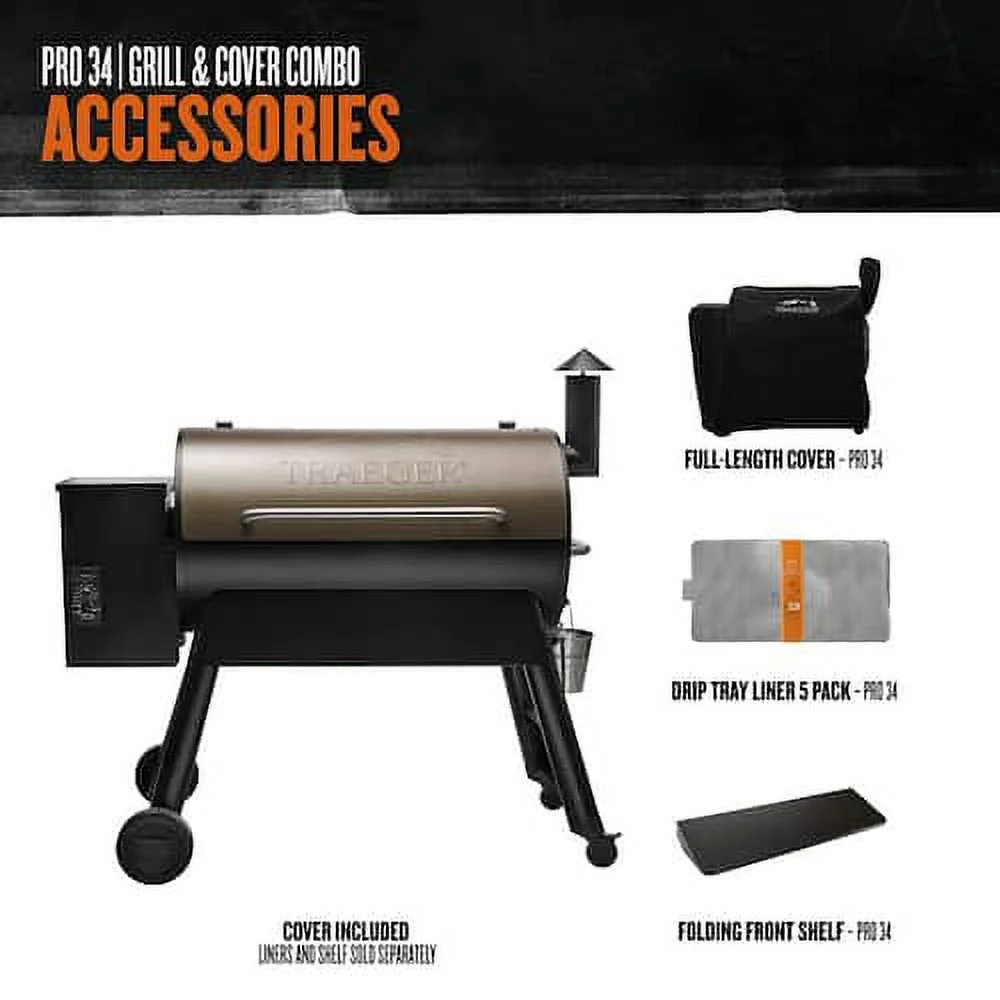 Traeger Pro 34 Pellet Grill in Bronze with Cover
