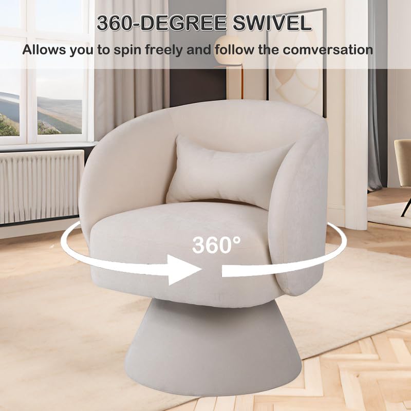 Swivel Barrel Chair, Modern Round Swivel Accent Chair Upholstered 360°Swivel Chairs for Living Room, Comfy Accent Arm Chairs for Nursery, Bedroom, Office (Linen, Teal)