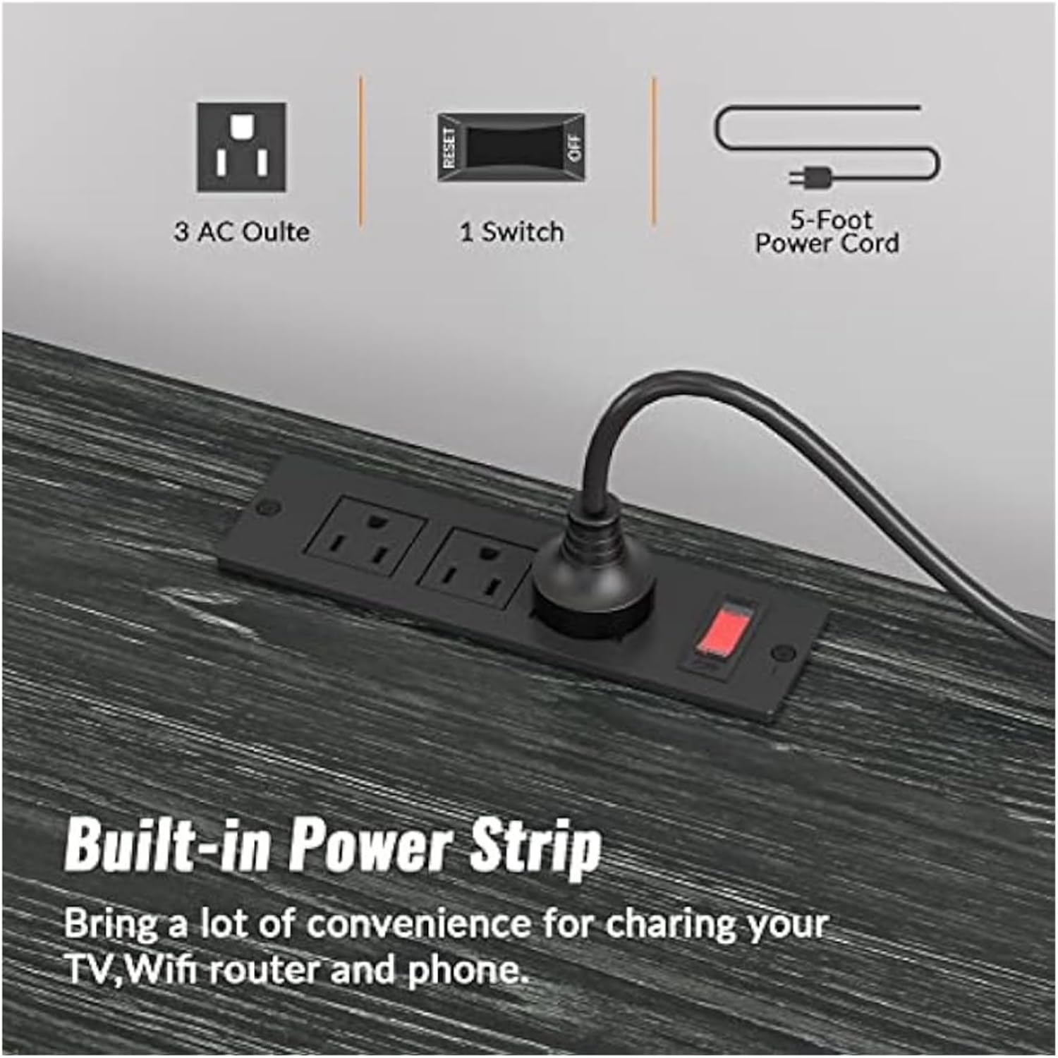 Dresser TV Stand with Power Outlet for 55'' Long TV, Entertainment Center with 8 Deep Drawers,Wide Chest of Drawer,Entertainment Center, Black, aa-00