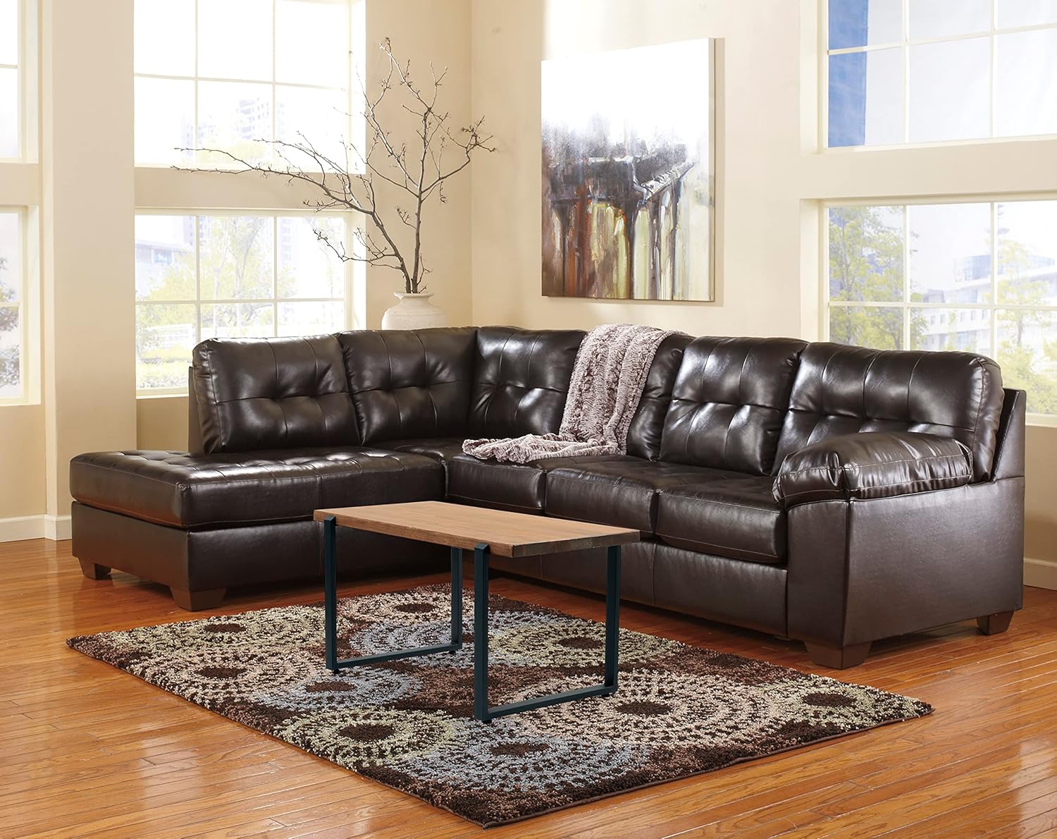 Furnish Home Store Paris 39'' Live Edge Solid Wood Rustic Coffee Cokctail Table for Living Rooms