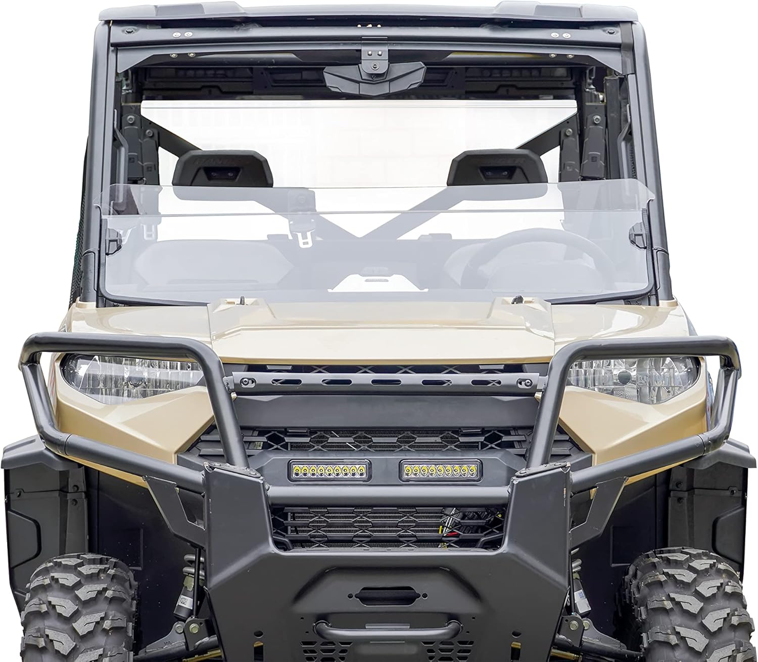 SAUTVS Front Mesh Grill for Ranger XP 1000, Waterproof Black Mesh Grille with LED Light Bar for Polaris Ranger XP 1000 2018-2022 Accessories (1PCS)