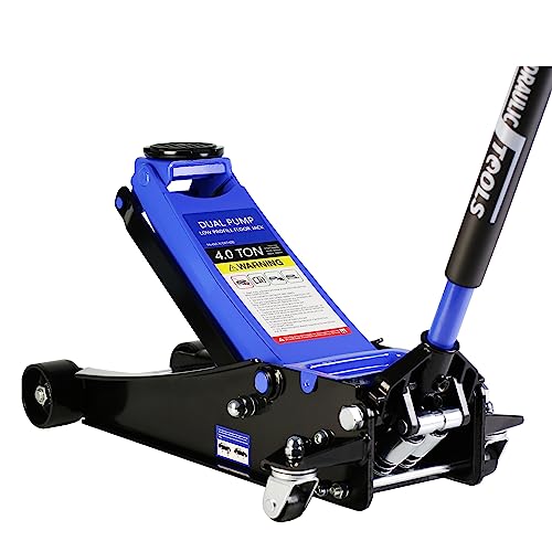 3 Ton/6600 LBS Floor Jack, Low Profile Floor Jack, Steel Racing Floor Jack with Dual Pistons Quick Lift Pump, Hydraulic Floor Jack, Lifting Range 3.3"-18.5" (Blue-Lift 3.3"-18.5" 3 Ton(6,600lb))