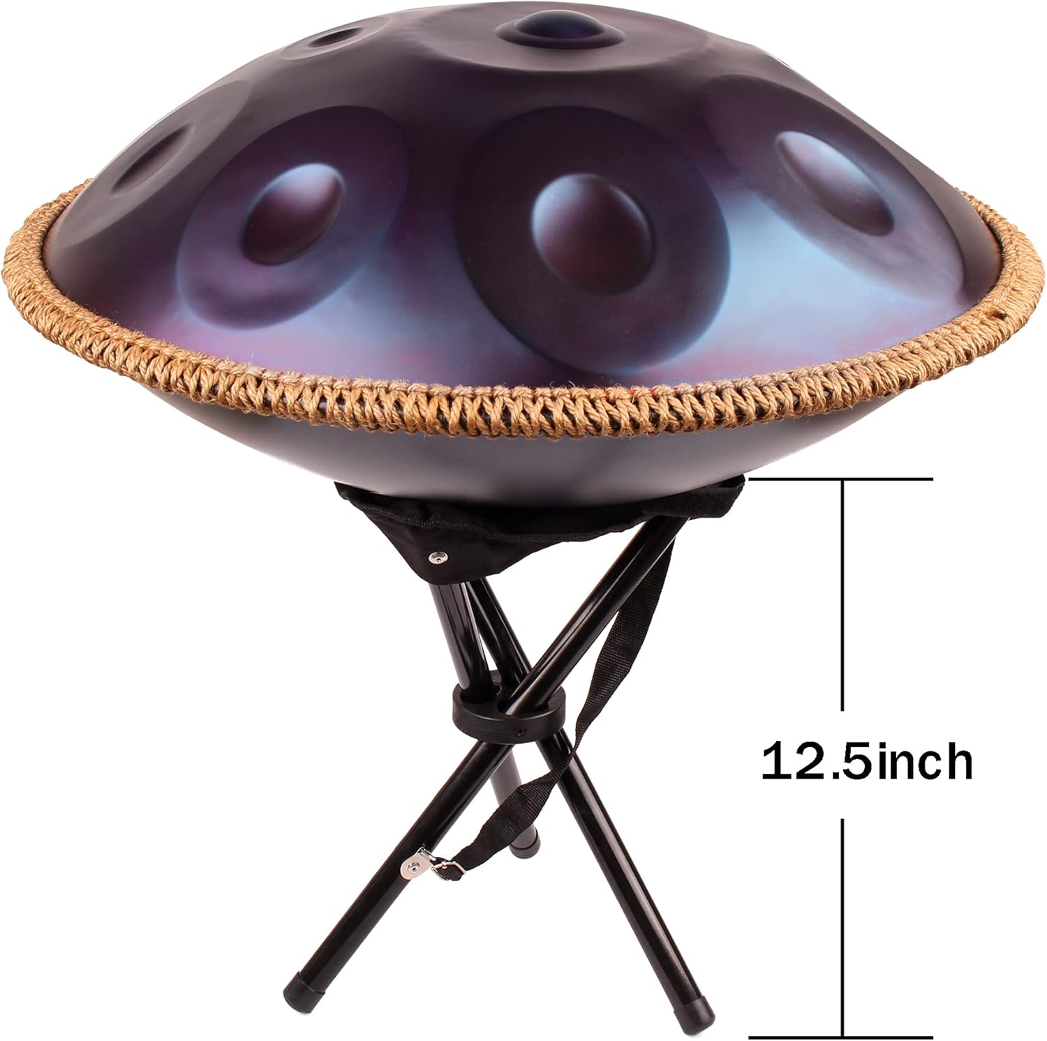 12 Notes 22 Inches Professional Handpan in Minor D Hand Pan Steel Drum Percussion Instrument for Professional Performance(Purple).