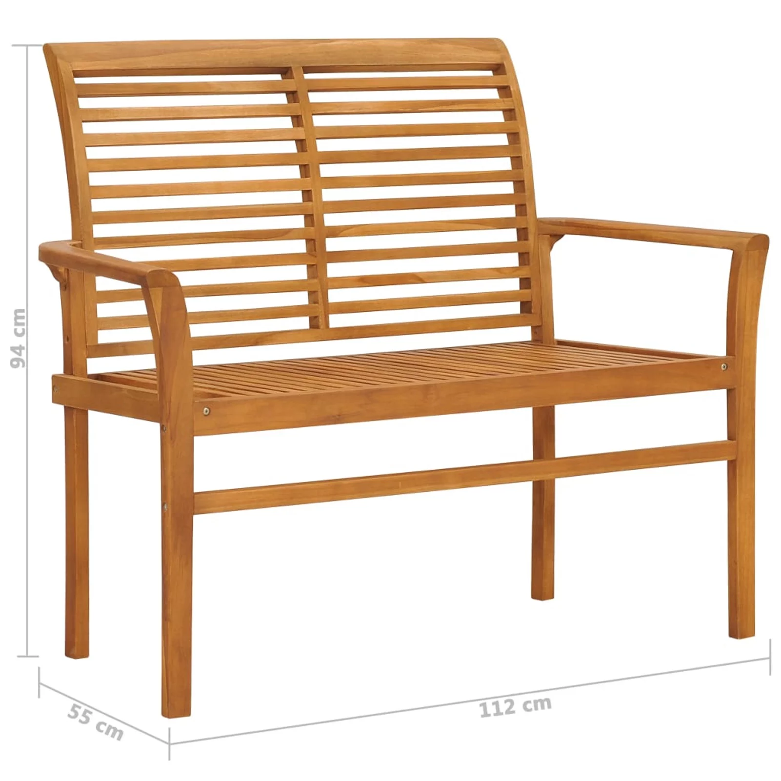 moobody Garden Bench with Teak Wood Patio Porch Chair Wooden Outdoor Bench for Backyard, Balcony, Park, Lawn Furniture 44.1 x 21.7 x 37 Inches (W x D x H)