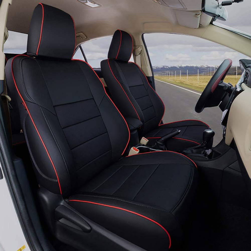 EKR Custom Fit Full Set Car Seat Covers for Select Toyota Camry L LE XLE 2012 2013 2014 2015 2016 2017 (Not for Hybrid) - Leatherette (Black)