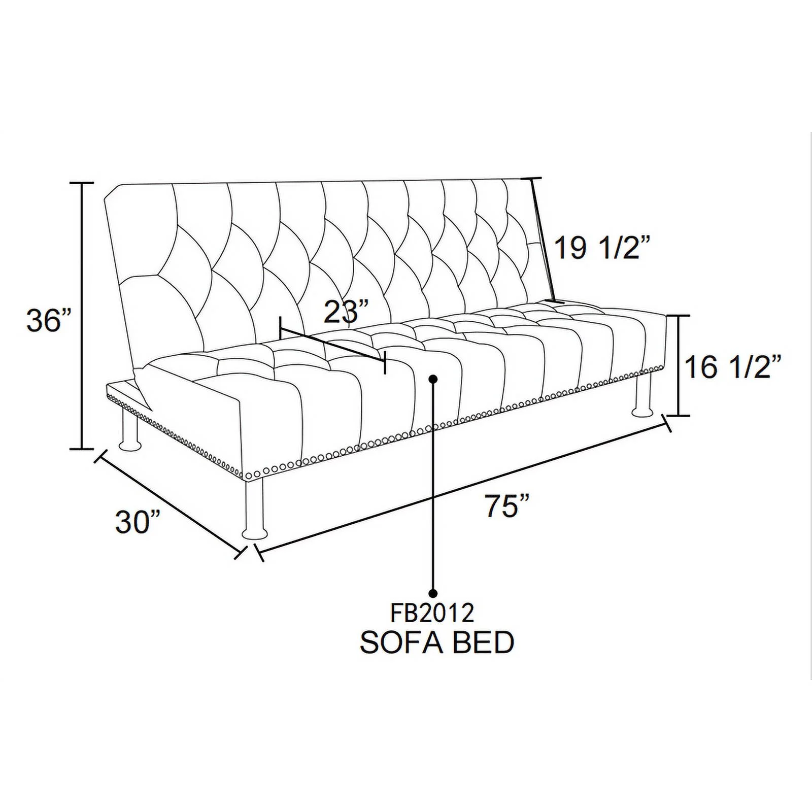 Convertible Folding Futon Sofa Bed 64"