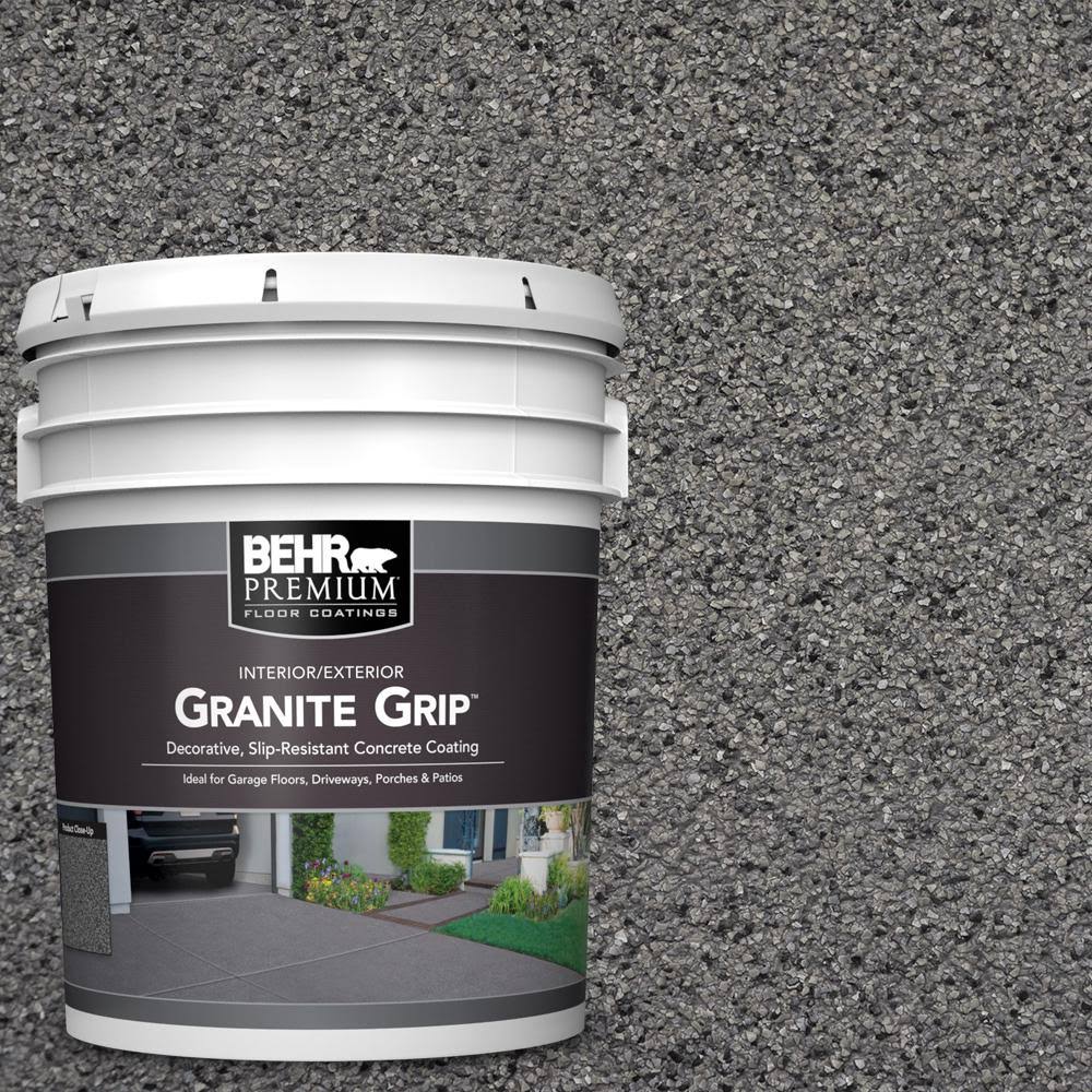 Behr Premium 5 gal. Gray Granite Grip Decorative Flat Interior/Exterior Concrete Floor Coating, Grays/Flat 65005