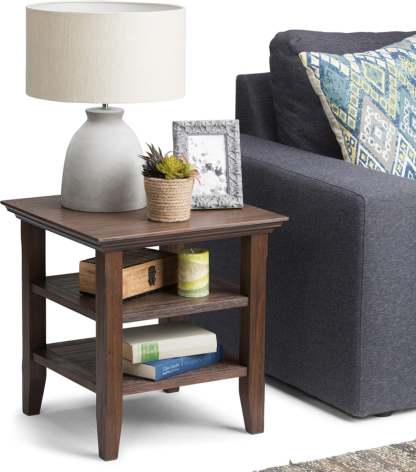 SIMPLIHOME Acadian End Table, 19 inch, Black