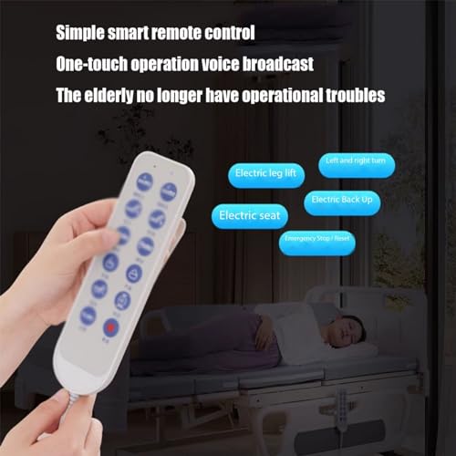 Electric Nursing Bed, Fully Automatic Medical Lifting Bed for The Elderly at Home, with Breathable Mattress and Silent Motor (C)