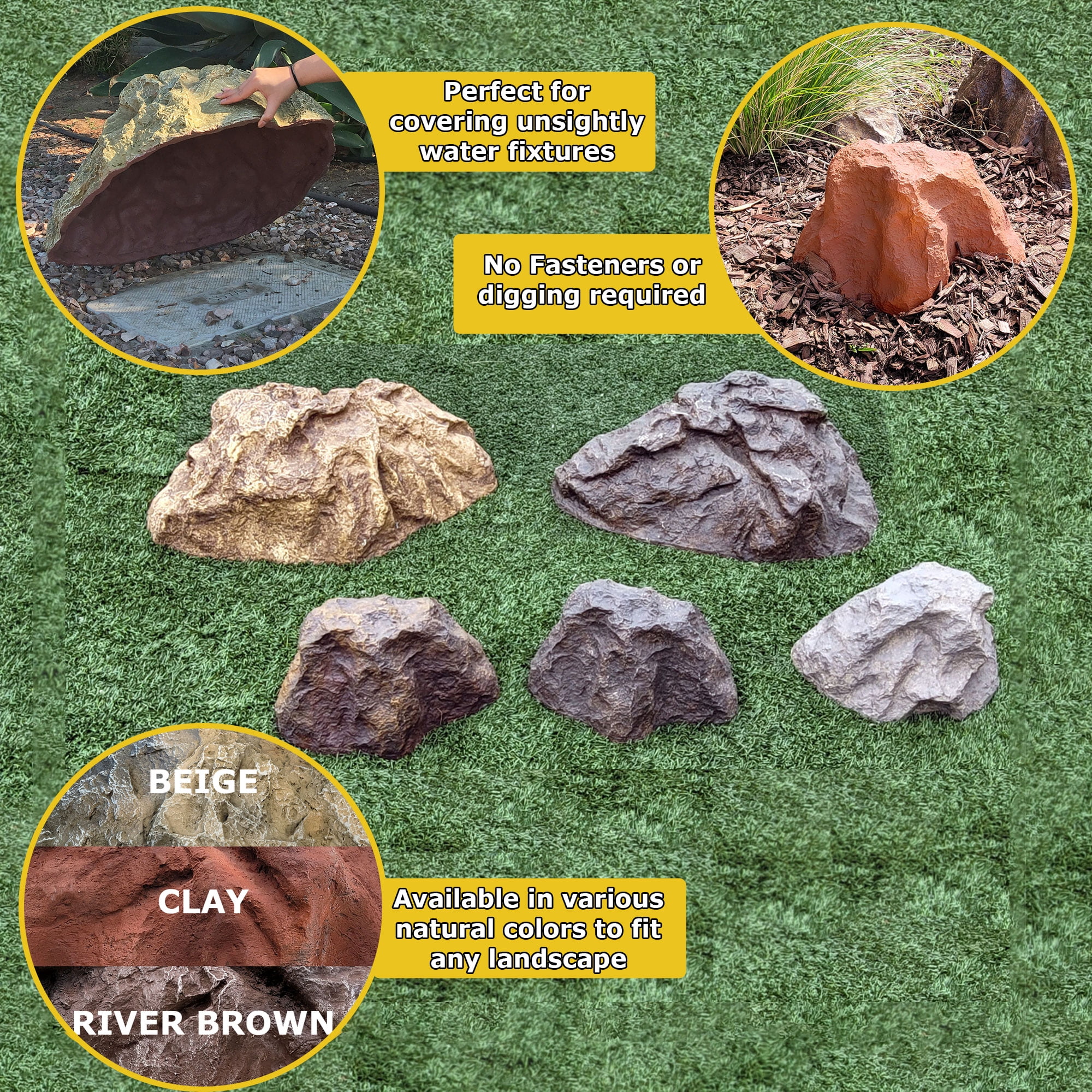 Backyard X-Scapes River Brown Artificial Boulder Fake Rock 13" H x 28" W x 30" L