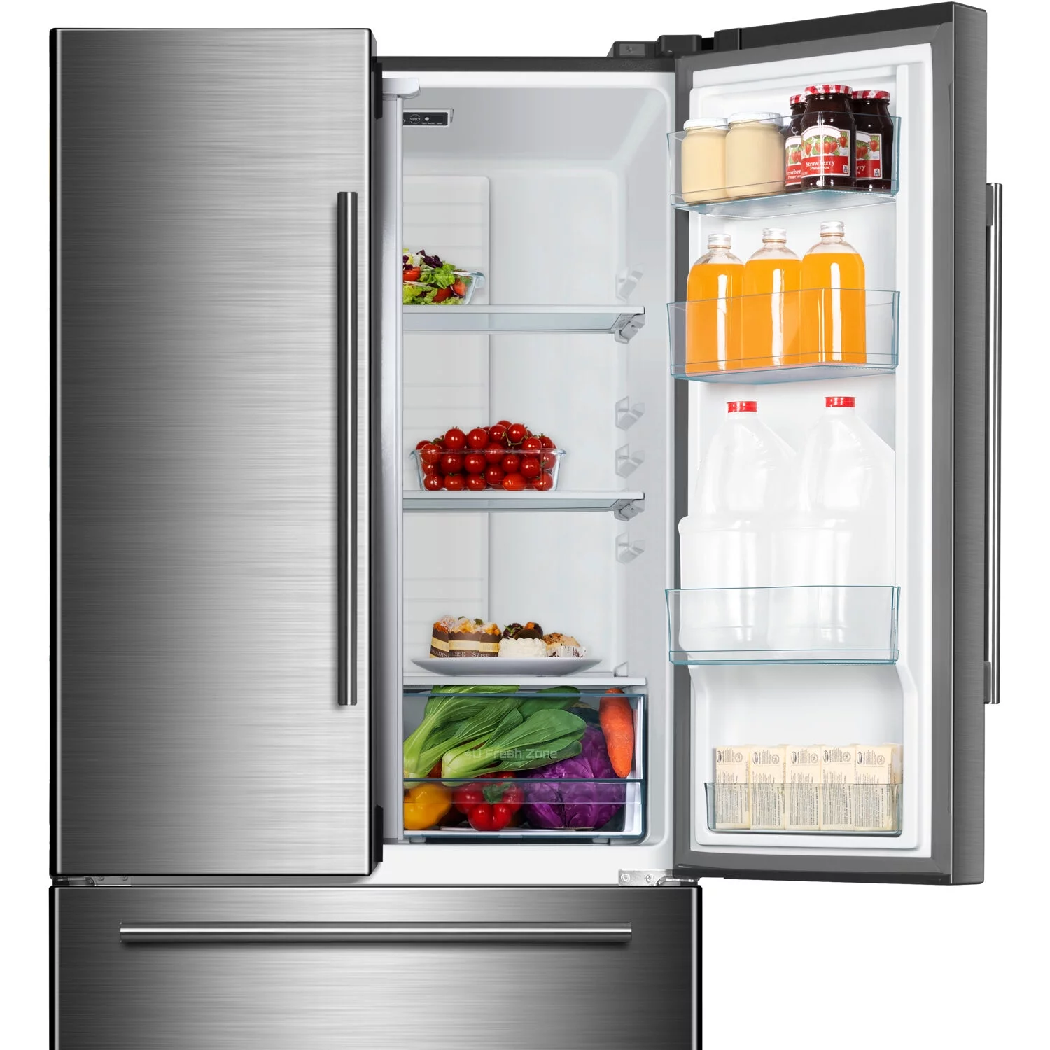 Galanz 18-Cu. Ft Counter Depth 3-Door French Door Refrigerator, Stainless