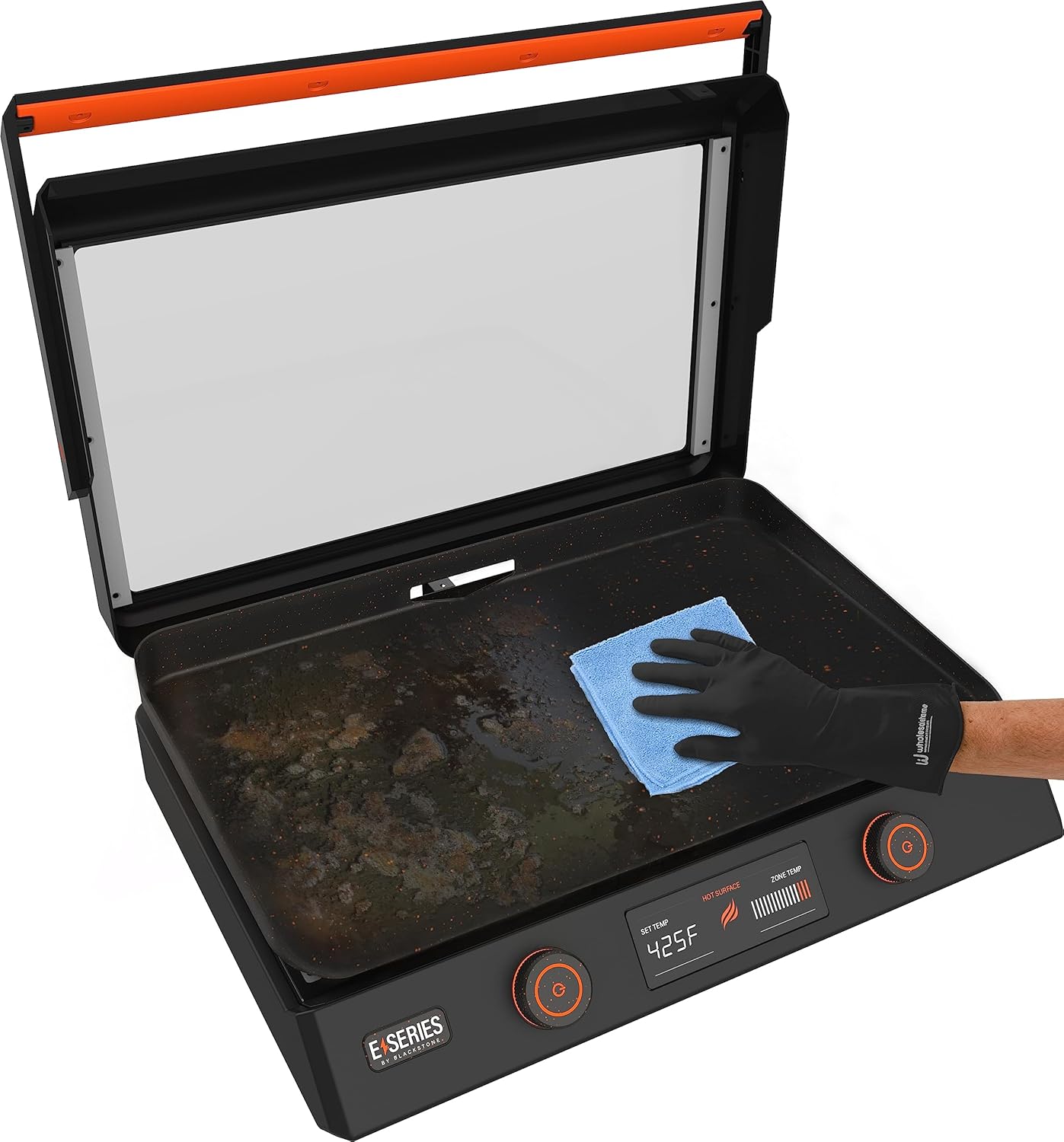 22 Inch Blackstone Electric Griddle Nonstick with Lid, 8001 E-Series Tabletop Large Griddle with Blackstone Griddle Accessories For Indoor and Outdoor Use and Wholesalehome Reusable Gloves and Cloth